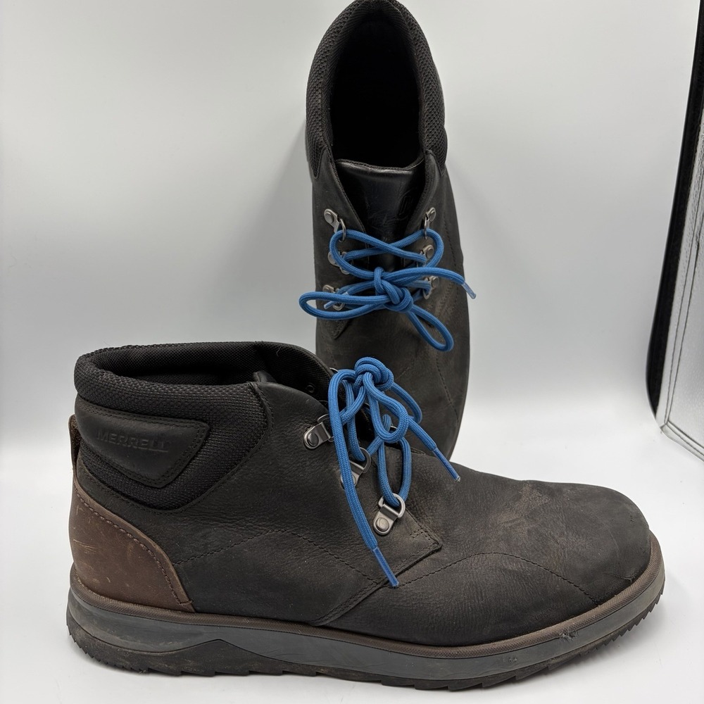 Merrell Epiction Chukka Boots Men's Size 12 Black Leather Lace Up  Hiking‎ Shoes